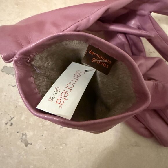 Sermoneta Gloves Lilac Leather lined w/ cashmere, Made in Italy, Size 7, NWT - Picture 6 of 6